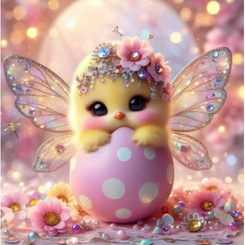 Алмазна мозаїка "Ціплятко у чарівному яйці", 20*20см, на рамці, в кор. 21*21*2,5см, ТМ Dreamtoys арт: S10381