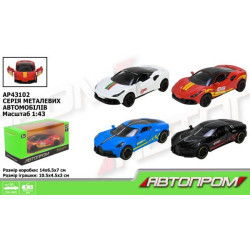 Машина мет. АВТОПРОМ 1:43, 4 цвета откр.двери, в кор. 14*7*6,5см 