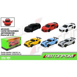 Машина мет. АВТОПРОМ 1:43, 4 цвета откр.дверь, в кор. 14*7*6,5см 