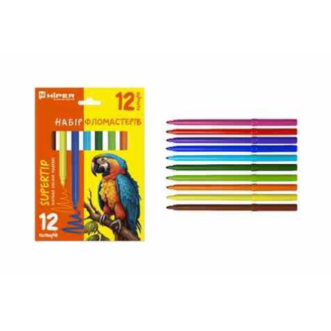 Набор фломастеров SUPERTIP 12шт, в кор.20*15*1см, ТМ HIPER