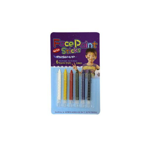 Краска аква грим в карандашах цвет, 6 цветов Kidis, планшет 21*13см