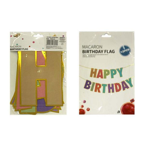 Розтяжка Happy Birthday с золотим контуром, пак. 24*15см