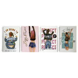 Зошит А5 на спіралі, обкладинка картон 350гр. з фольгою, 60 арк. 70 гр. клітинка, дизайн Дівчинки, 21*15см  арт: DM-2158-20