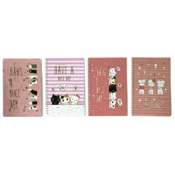 Зошит А5 на спіралі, обкладинка картон 350гр. з фольгою, 60 арк. 70 гр. клітинка, дизайн Коти, 21*15см  арт: DM-2158-40