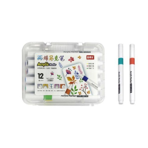 Набор акриловых маркеров 12шт в пластиковом футляре, в кор. 15*11*3см