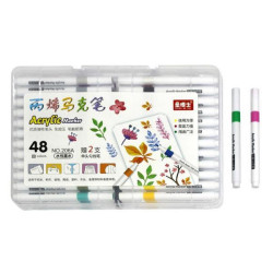 Набор акриловых маркеров 48шт + 2 линера в пластиковом футляре, в кор. 29*20*3см