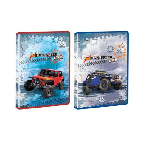 Папка А4 на молнии, пластиковая, с глитером KIDIS, серия HIGH SPEED (внедорожники) 25*32см