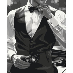 Каптина по номерам Стильный джентльмен 40*50см, термопакет, ТМ Brushme, Украина