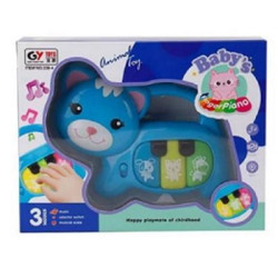 Пианино 15см, кот синий, музыка, звук, свет, 2 режима, 4 вида, на батар., в кор. 19*14*4см 