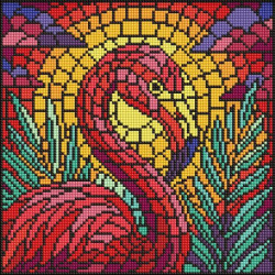 Алмазная мозаика "Витраж. Фламинго" 30*30см, термопакет, ТМ Идейка, Украина