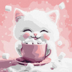 Картина по номерам для детей "Какао для котика (картина №2)" 30*30см, термопакет, ТМ Идейка, Украина