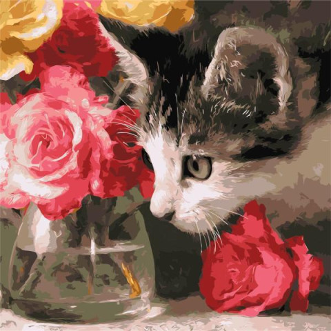 Картина за номерами "Пухнастий дослідник" 40*40см, термопакет, ТМ Ідейка, Україна арт: KHO6804