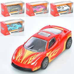 Машина інерція, 10см, метал, 1:43, гумові колеса, 5видів, в кор. 13*6,5*5,5см   арт: 43039-1A-5