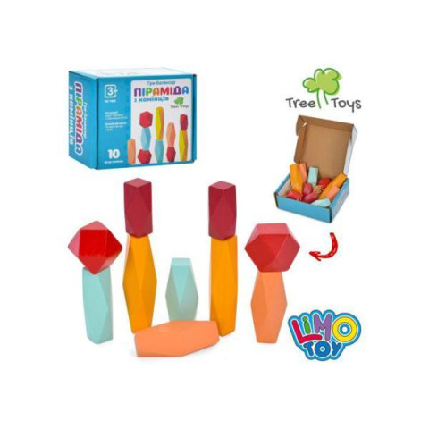 Деревянная игрушка Баланс пирамидка, фигурки, кор. 13*10*4,5см 