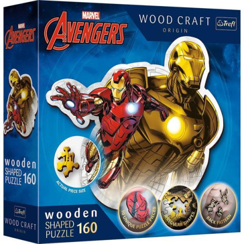 Пазли 160 елементів Wooden Marvel Heroes Відважна залізна людина, в кор. 20*20*6см, ТМ Trefl, Польща арт: 20183