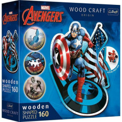 Пазли 160 елементів Wooden Marvel Heroes Безстрашний Капітан Америка, в кор. 20*20*6см, ТМ Trefl, Польща арт: 20194