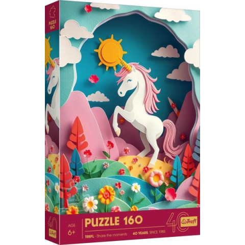 Пазли 160 елементів 40 річний ювілей Трефл/Мистецтво з паперу: єдиноріг, в кор. 29*19*4см, ТМ Trefl, Польща арт: 40047