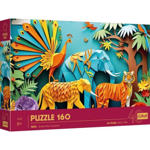 Пазли 160 елементів 40 річний ювілей Трефл/Мистецтво з паперу: джунглі, в кор. 28*19*3,5см, ТМ Trefl, Польща арт: 40051