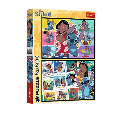 Пазлы 2x200 Lilo Stitch Счастливая жизнь Стич, в кор. 34*26*6см, ТМ Trefl, Польша