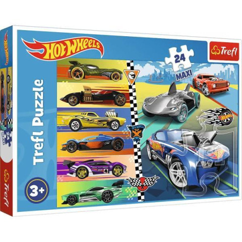 Пазлы 24элм. Maxi Hot Wheels Быстрые машинки, в кор. 40*27*5см, ТМ Trefl, Польша