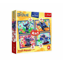 Пазлы 4in1 (35, 48, 54, 70) Disney Stitch The Movie Отпуск на Гавайях, в кор. 28*28*6см, ТМ Trefl, Польша