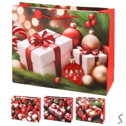 Пакет новорічний паперовий L &quot;Present&quot; 39*38*11.5см, ЦІНА ЗА УП. 12ШТ  арт: R34504-L