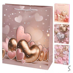 Пакет подарунковий паперовий M &quot;Hearts&quot; 26*32*10см, ЦІНА ЗА УП. 12ШТ   арт: R34557-M