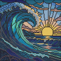 Алмазная мозаика "Витраж. Волна" 30*30см, термопакет, ТМ Идейка, Украина