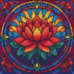 Алмазная мозаика "Витраж. Лотос" 30*30см, термопакет, ТМ Идейка, Украина