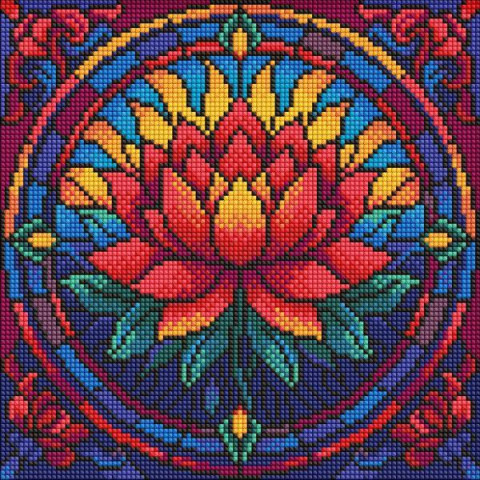 Алмазна мозаїка "Вітраж. Лотос" 30*30см, термопакет, ТМ Ідейка, Україна арт: AMO8330