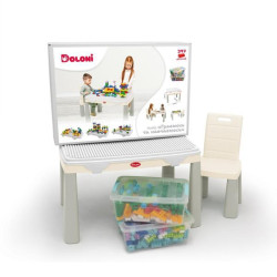 Набор "Играем и учимся" (в наборе стол, стул, конструктор Паркинг/Трек/Железная дорога/Динозавры/Автотрейлер 397 детали в контейнере для хранения), в кор. 85*60*22см, ТМ Долони, Украина