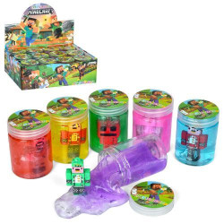 Лизун MK, желейный, глитер, банка с крышкой 7,3*5*5см, фигурка, 6цветов, 12шт