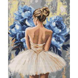 Алмазна мозаїка &quot;Балерина з блакитними півоніями&quot; 40х50см, термопакет, ТМ Ідейка, Україна арт: AMO8350