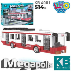 Конструктор тролейбус, зупинка, 514дет, в кор. 45*33,5*7,5см  арт: KB4001