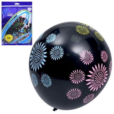 Воздушные шарики 12 дюймов, цветы, набор 50шт, пак. 21*29*2см 