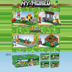 Конструктор Minecraft 4 вида, ЦЕНА ЗА 1ШТ. в кор.19*14*4,5см, В УП. 8ШТ, 88-99дет, в дисплее 