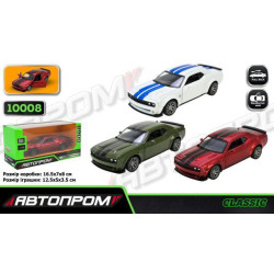 Машина мет. АВТОПРОМ 5 inch, 3 цвета Dodge Challenger, откр.дверь, в кор. 16,5*7*8см 