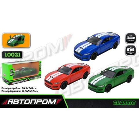 Машина мет. АВТОПРОМ 5 inch, 3 цвета Ford Shelby GT350, откр.дверь, в кор. 16,5*7*8см 