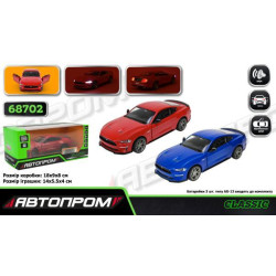 Машина мет. АВТОПРОМ 3 цвета 1:34 Ford Mustang GT, бат, свет, звук, откр.дверь, в кор. 18*9*8см 