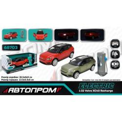Машина мет. АВТОПРОМ 2 цвета 1:32 Volvo XC40 Recharge, бат., свет, звук, откр.дверь, капот, багаж., в кор. 20*9*9см 