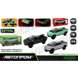 Машина мет. АВТОПРОМ 1:24 Tesla pickups, бат, свет, звук, откр.дверь, в кор. 28*16*12,8см 