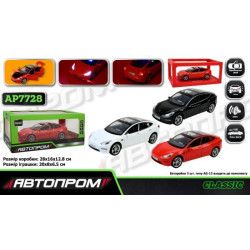 Машина мет. АВТОПРОМ 1:24 Tesla model 3, бат, свет, звук, откр.дверь, в кор. 28*16*12,8см 