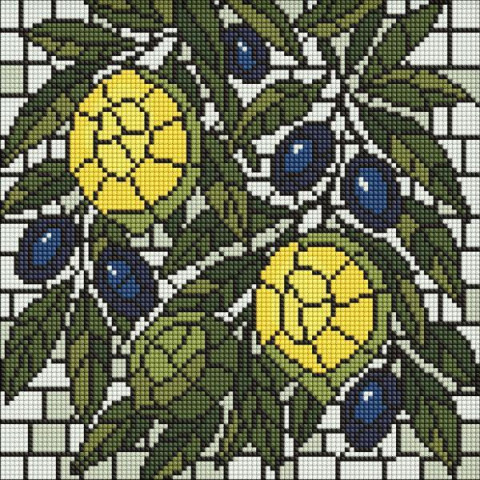 Алмазна мозаїка "Вітраж. Лимони" 30х30см, термопакет, ТМ Ідейка, Україна арт: AMO8349