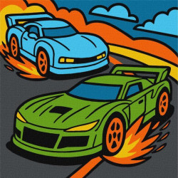 Картина за номерами для дітей "Гарячі перегони" 25x25см, термопакет, ТМ Ідейка, Україна арт: KHO1324