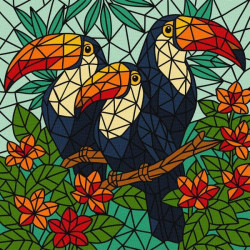 Картина по номерам "Витраж. Трио туканов" 30x30см, термопакет, ТМ Идейка, Украина