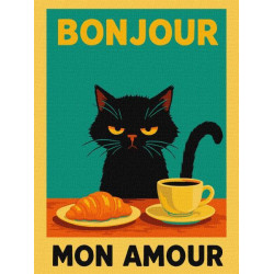 Картина по номерам "Постер. Утро с котиком" 30x40см, термопакет, ТМ Идейка, Украина