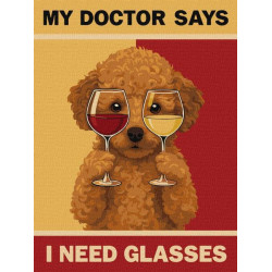 Картина по номерам "Постер. Пудель и очки" 30x40см, термопакет, ТМ Идейка, Украина