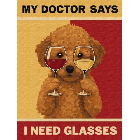 Картина за номерами "Постер. Пудель і окуляри" 30x40см, термопакет, ТМ Ідейка, Україна арт: KHO6803