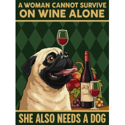 Картина по номерам "Постер. Вино и собака" 30x40см, термопакет, ТМ Идейка, Украина