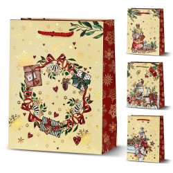 Пакет новорічний паперовий L &quot;Christmas motif&quot; 31*42*12см ЦІНА ЗА 12ШТ  арт: R33021-L